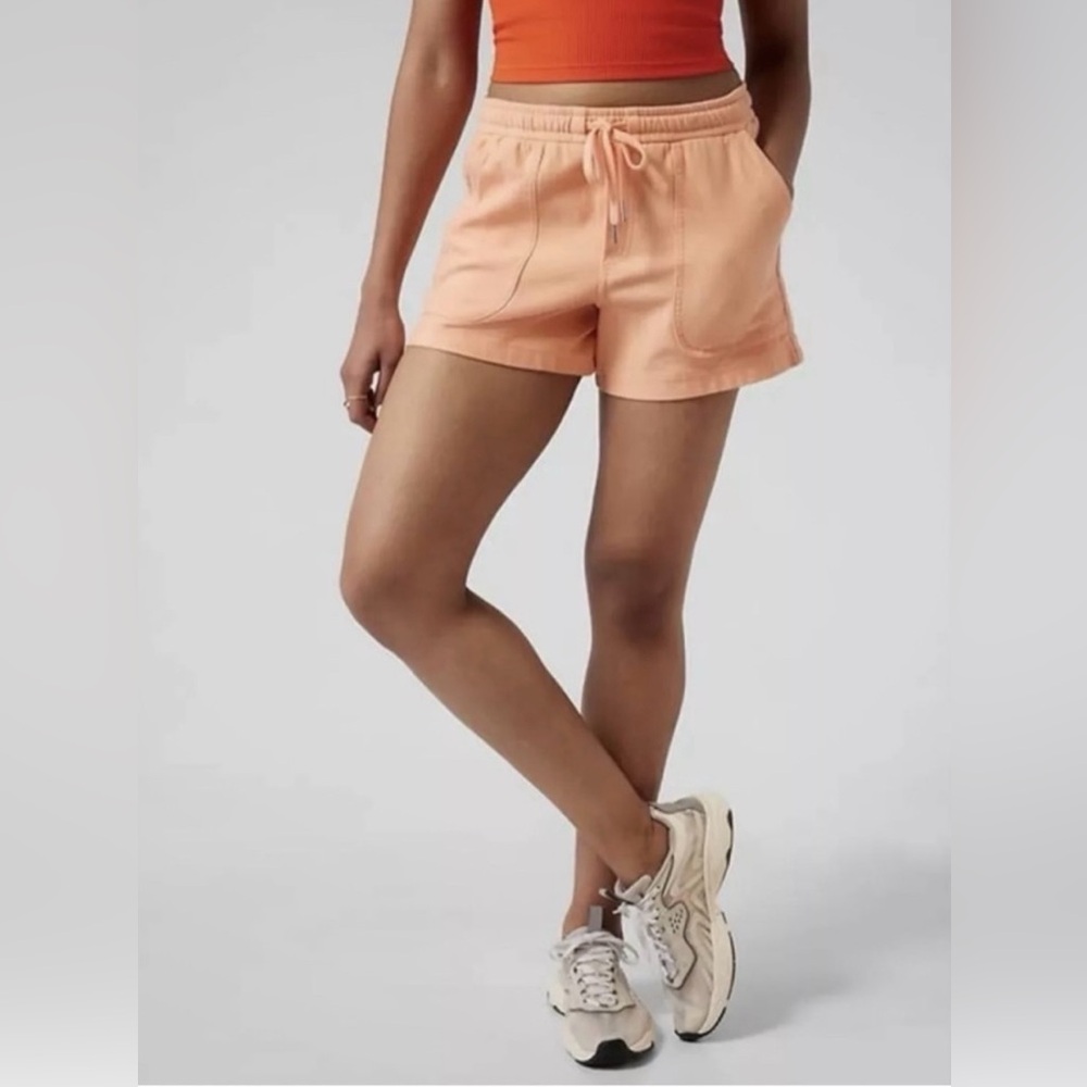 Athleta | Peach Colored Cotton Summer Shorts | Pockets & Light | Pull Tie Waist